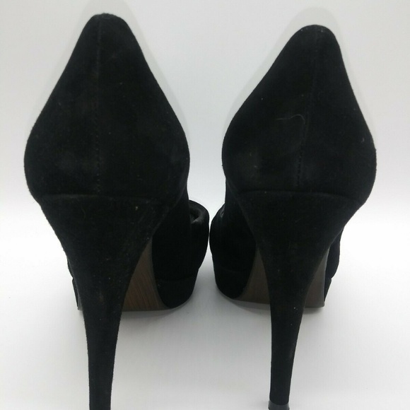 Stuart Weitzman Black Suede Peep Toe Stiletto High Heel Pumps Womens 10 Dress - Picture 5 of 9